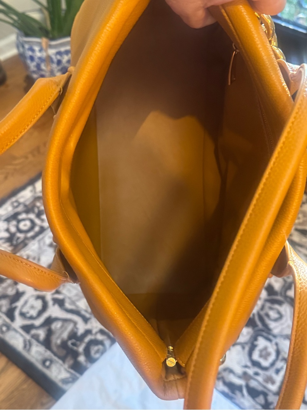 Bottega Veneta Ochre Leather Shoulder Bag with Gold Chain - Picture 6 of 6